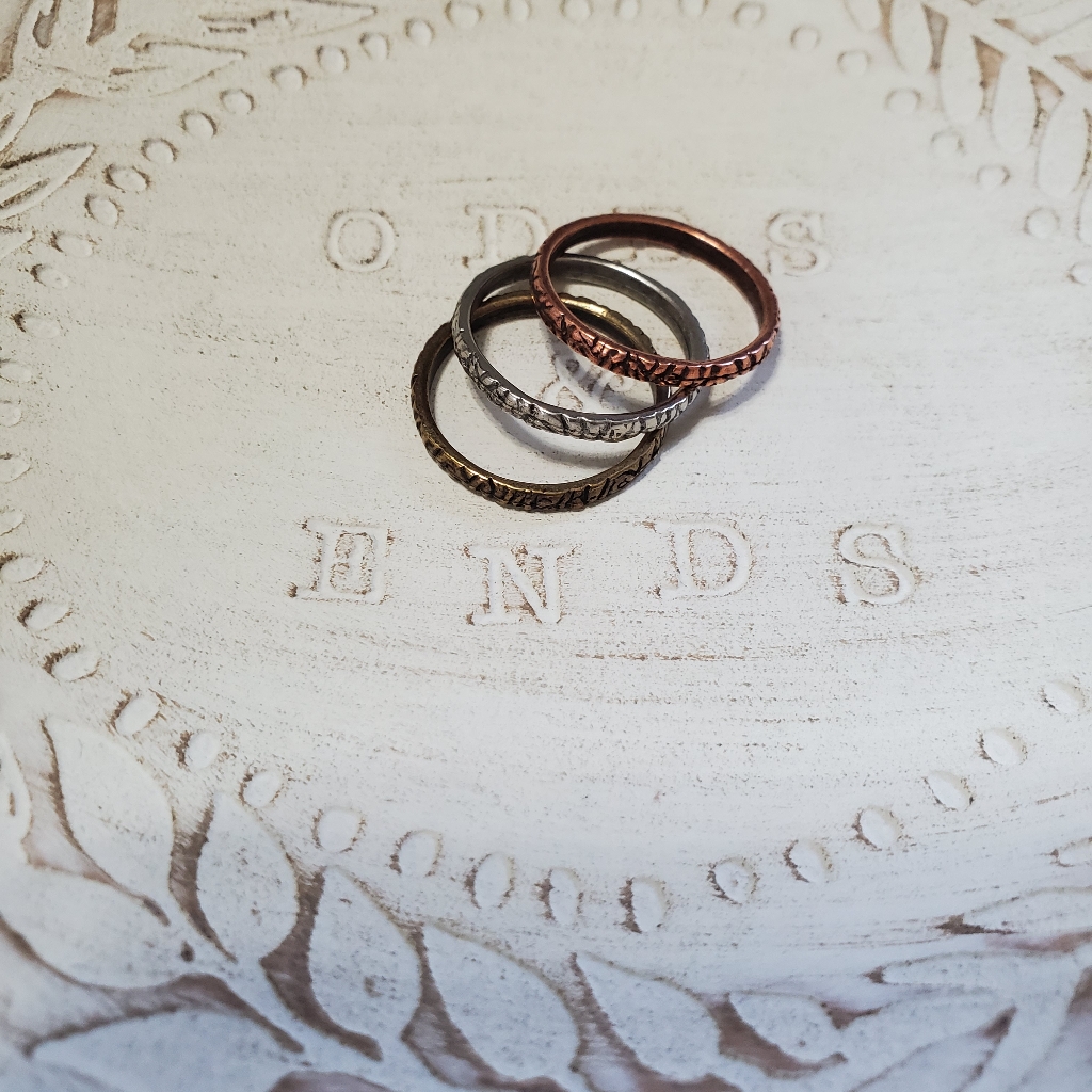 Stackable Etched Rings. Size 8